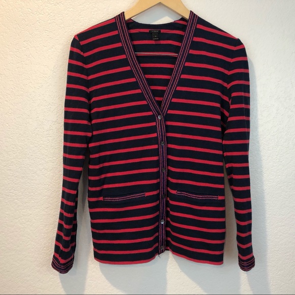 J. Crew Blue & Pink Metallic Striped Cardigan - Picture 11 of 13